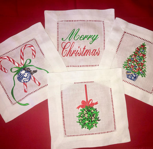 Christmas cocktail napkin set