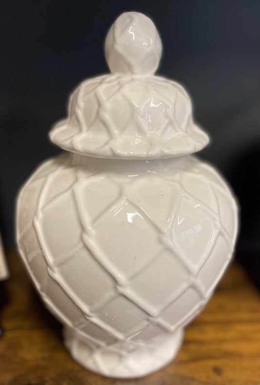 White Textured Ginger Jar