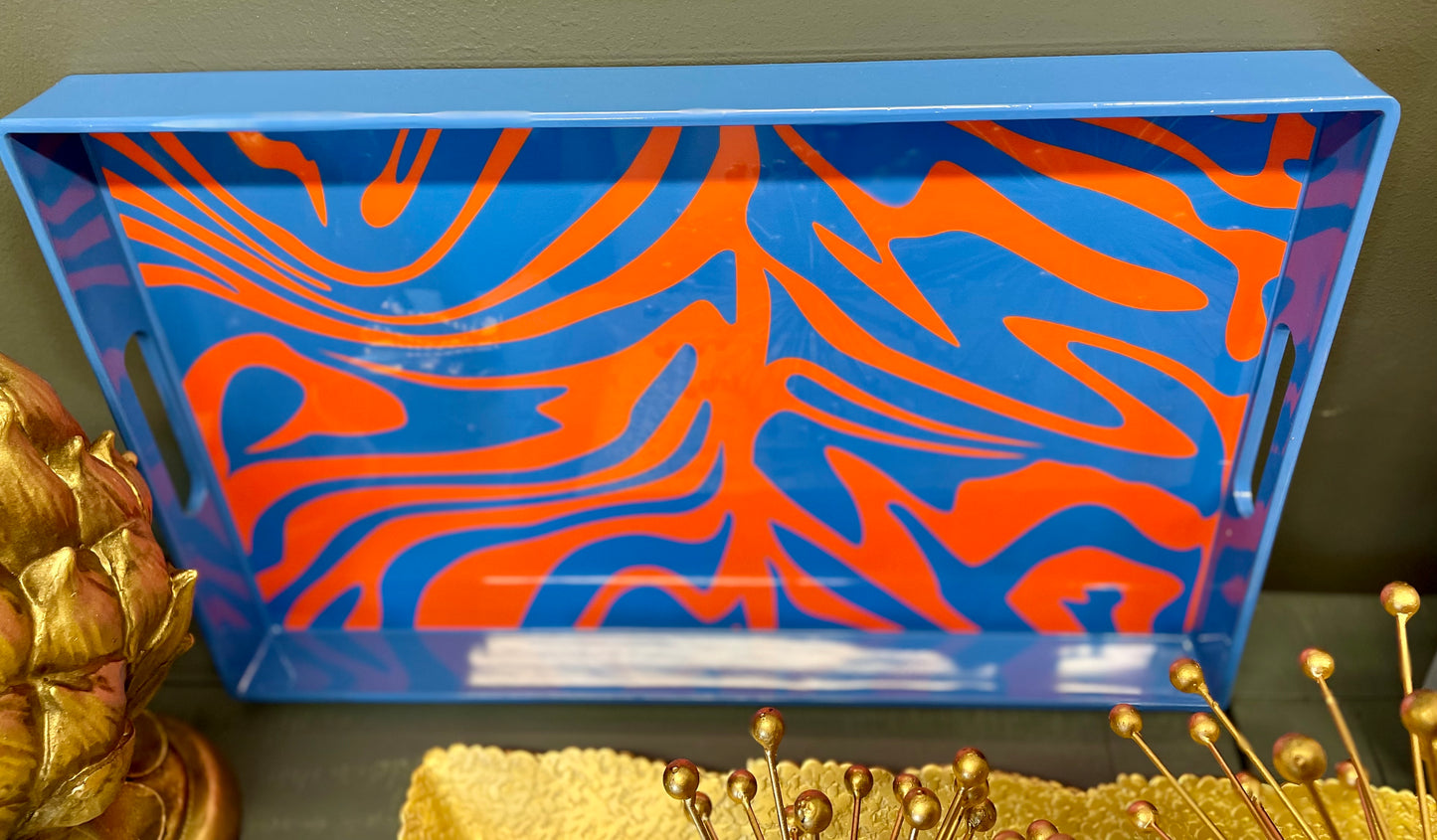 Blue & Orange Zebra Tray