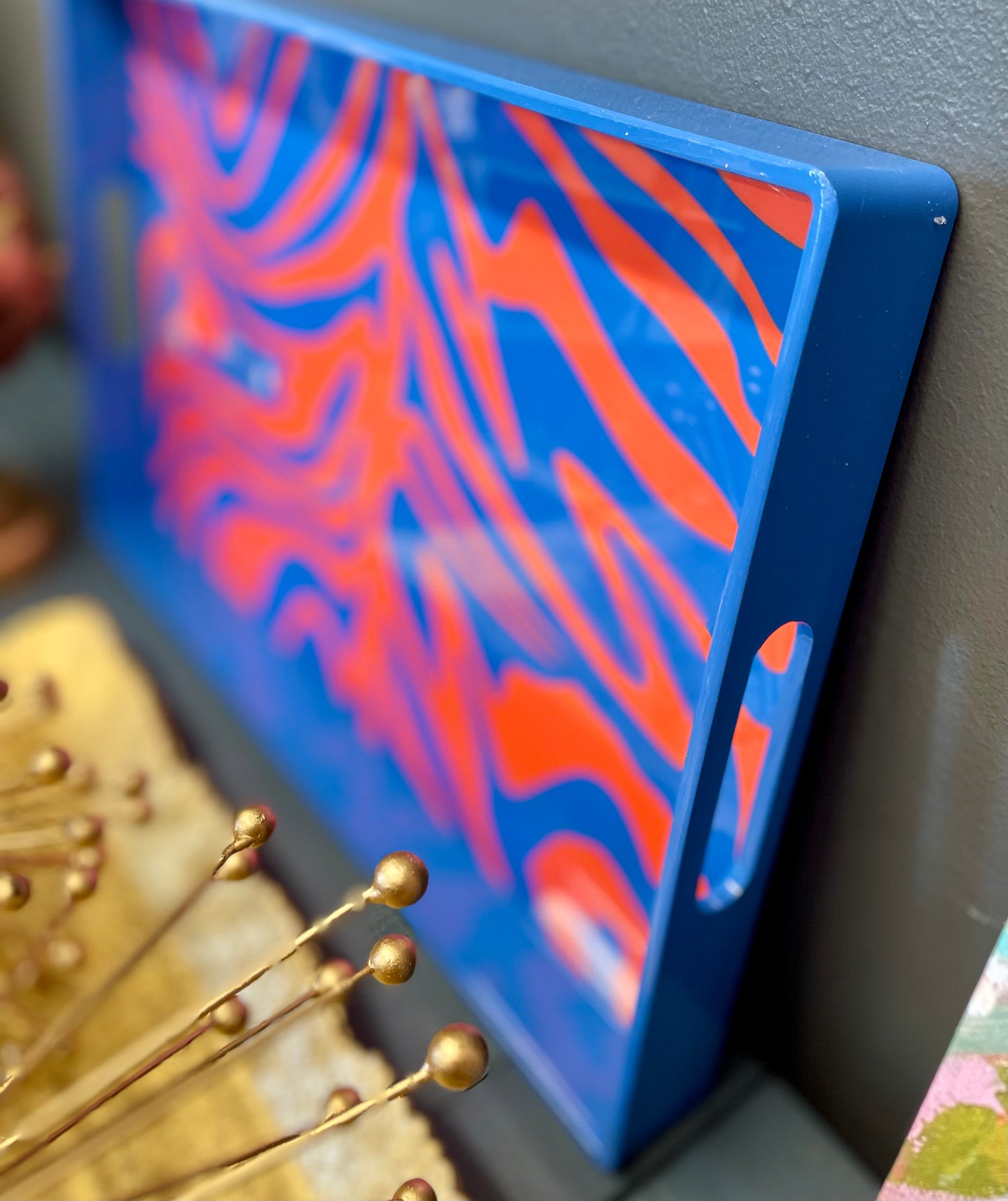 Blue & Orange Zebra Tray