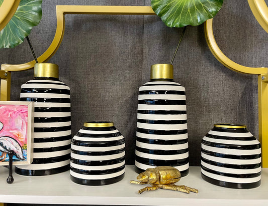 Black & White Striped Vases