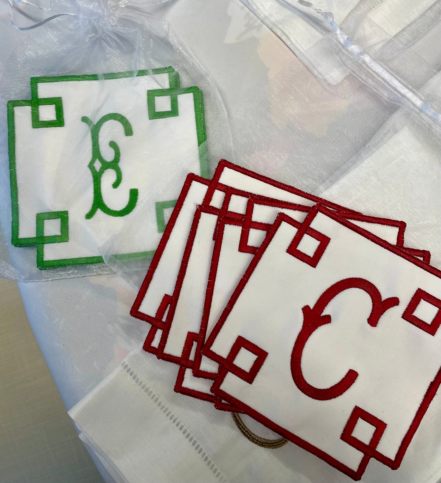 Greek Key Cocktail Napkin Set A-J